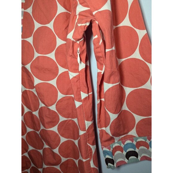 Women's Boden Geometric Blue Orange 3/4 Sleeve Cotton Beach Kaftan Tunic Size 10 - Picture 11 of 13